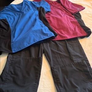 Cherokee Blue and Burgundy Scrub Set